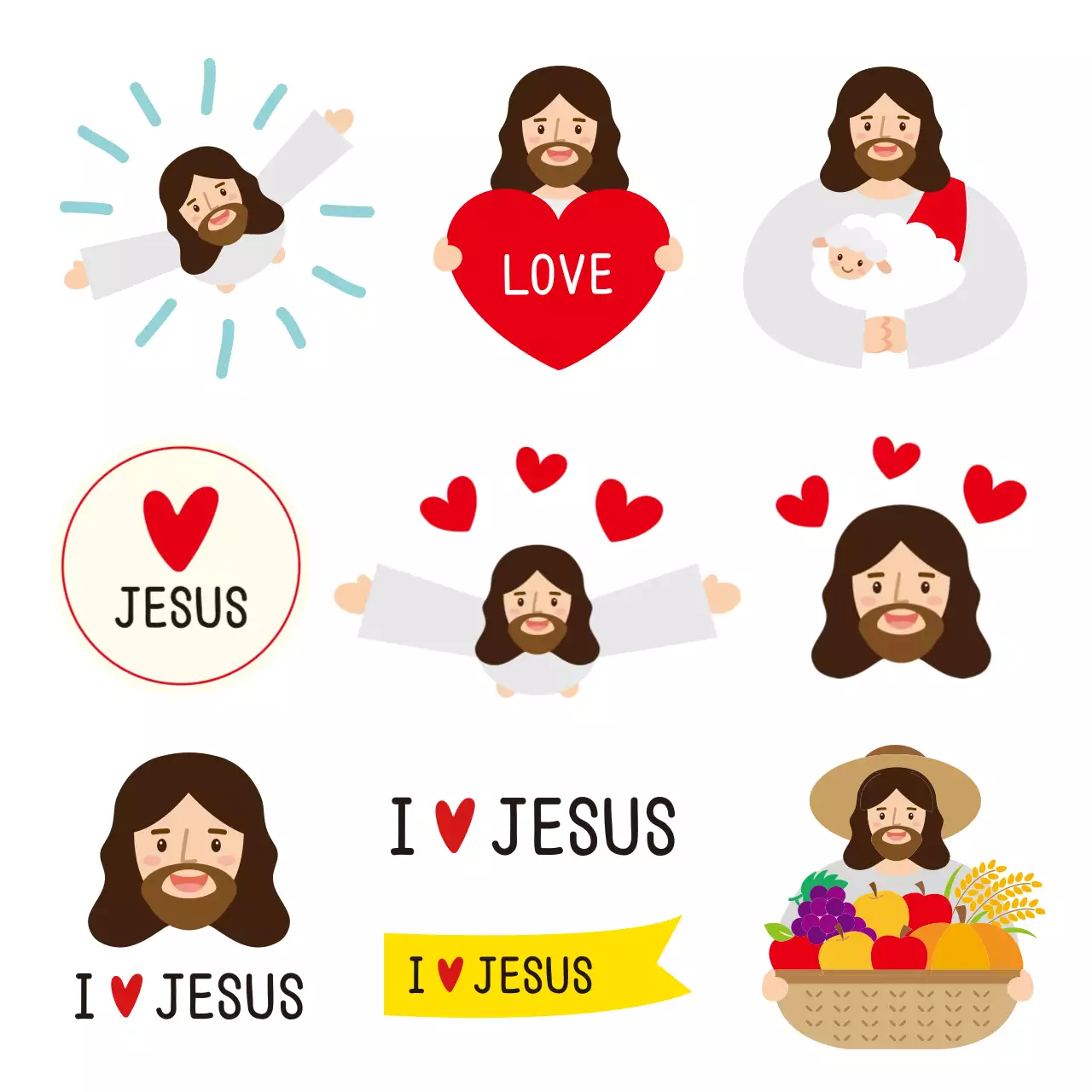 빨강 귀여운 예수님 캐릭터