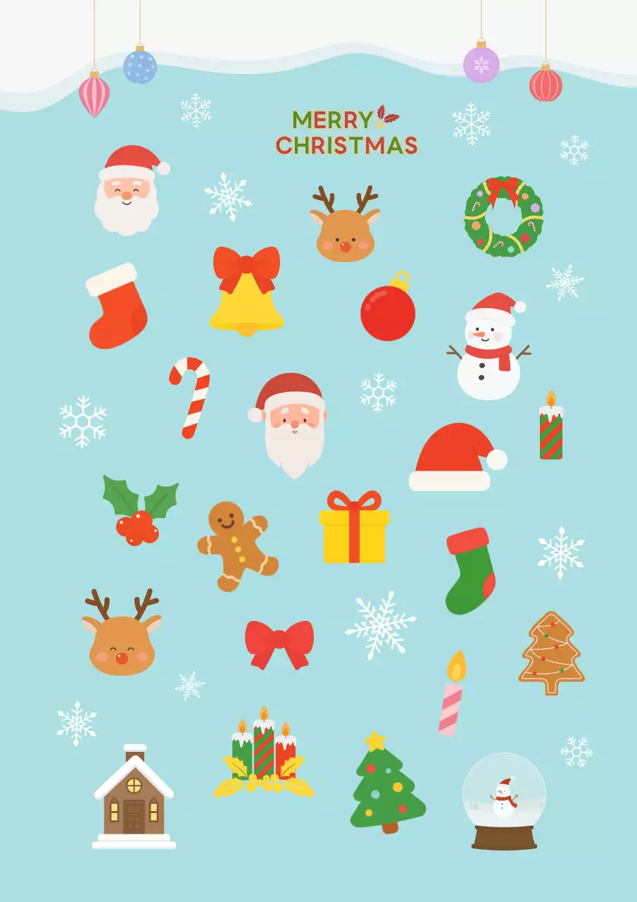 하늘색 아기자기한 크리스마스 꾸미기