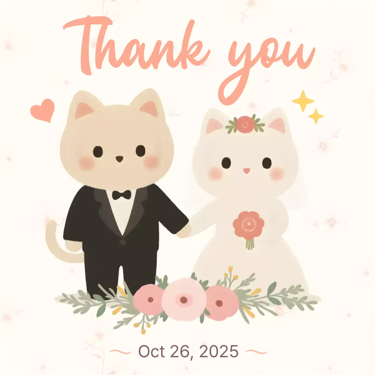 파스텔톤의 귀여운 고양이들 결혼