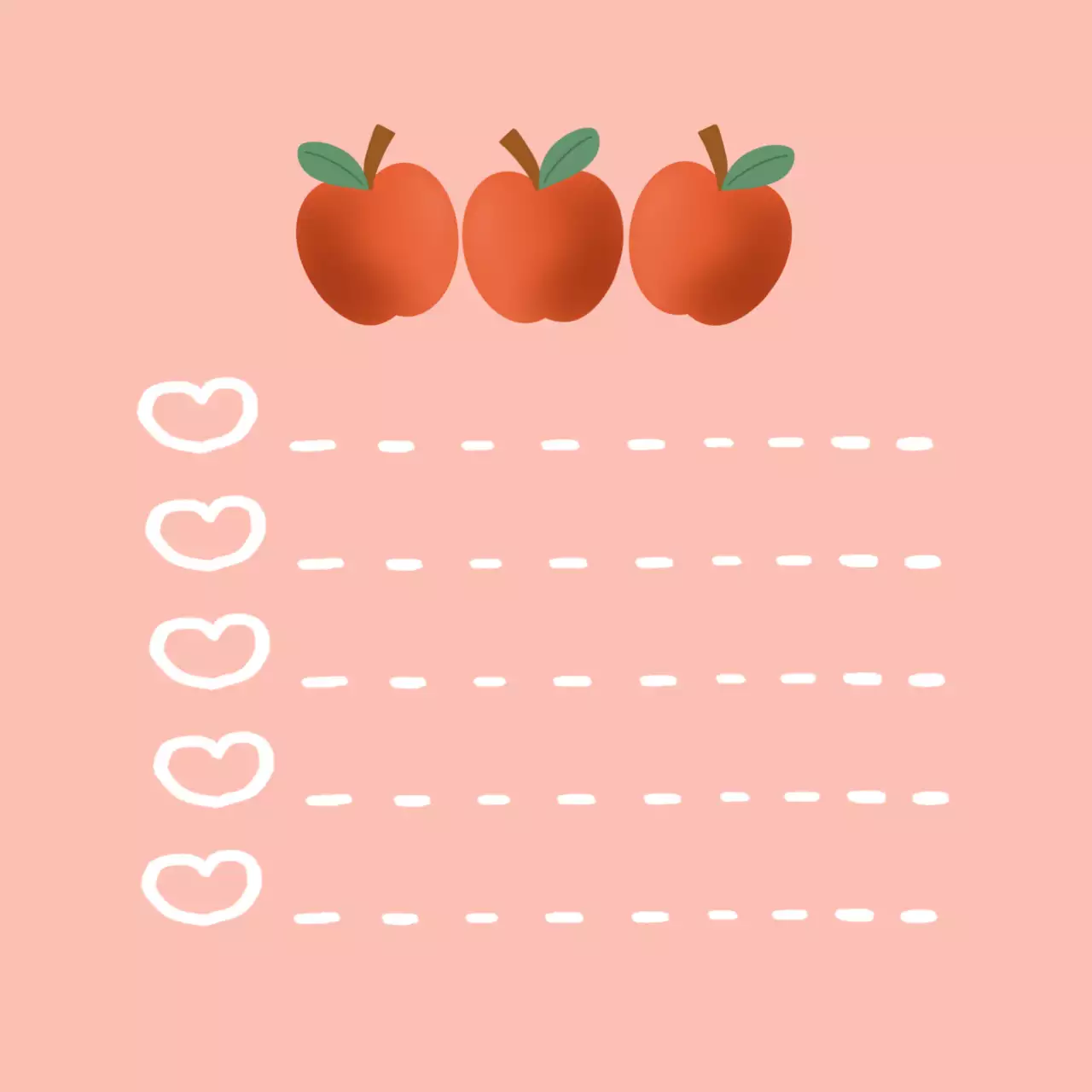 분홍 귀여운 사과 체크리스트 메모