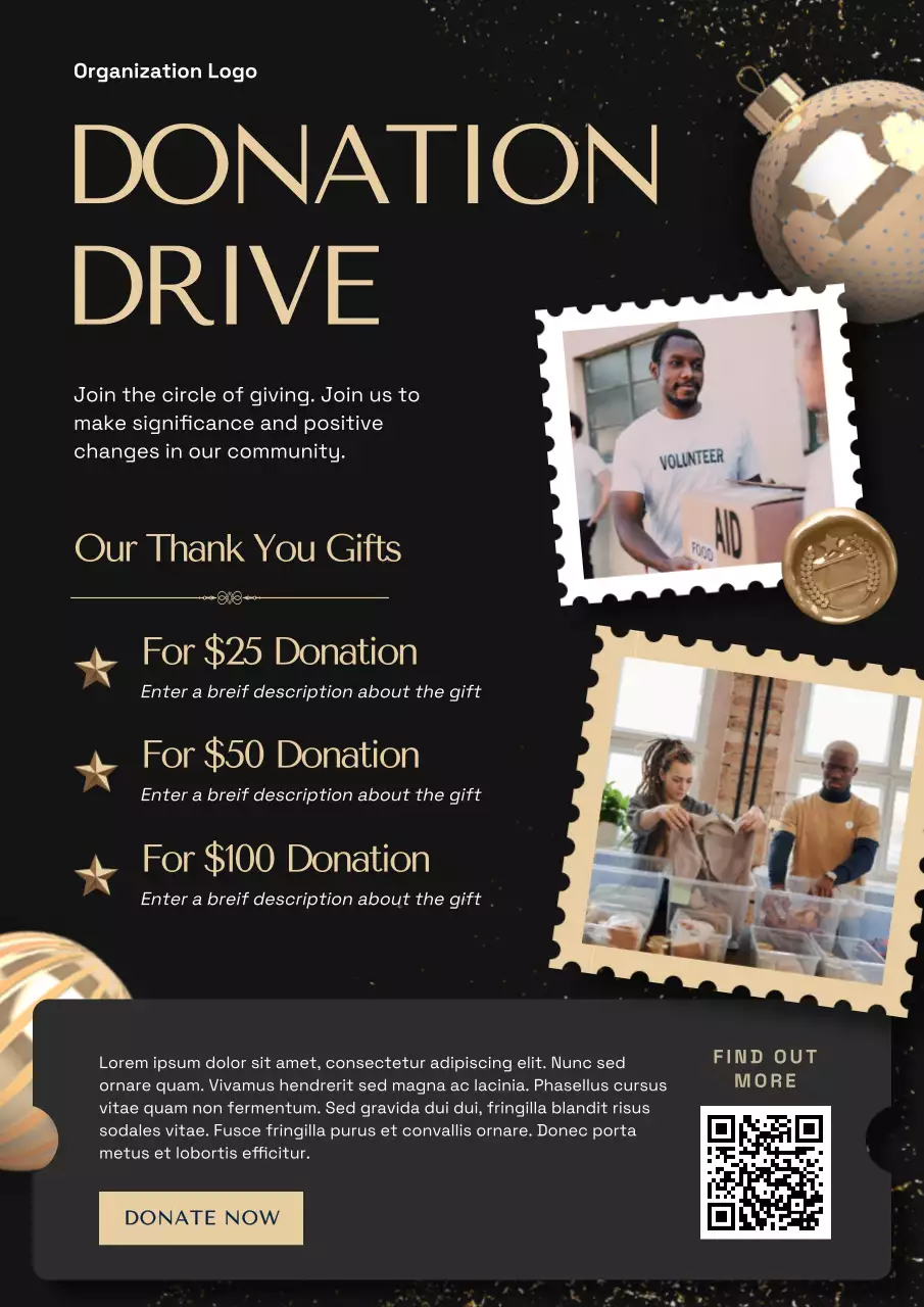 Black Modern Charity Promotion Poster