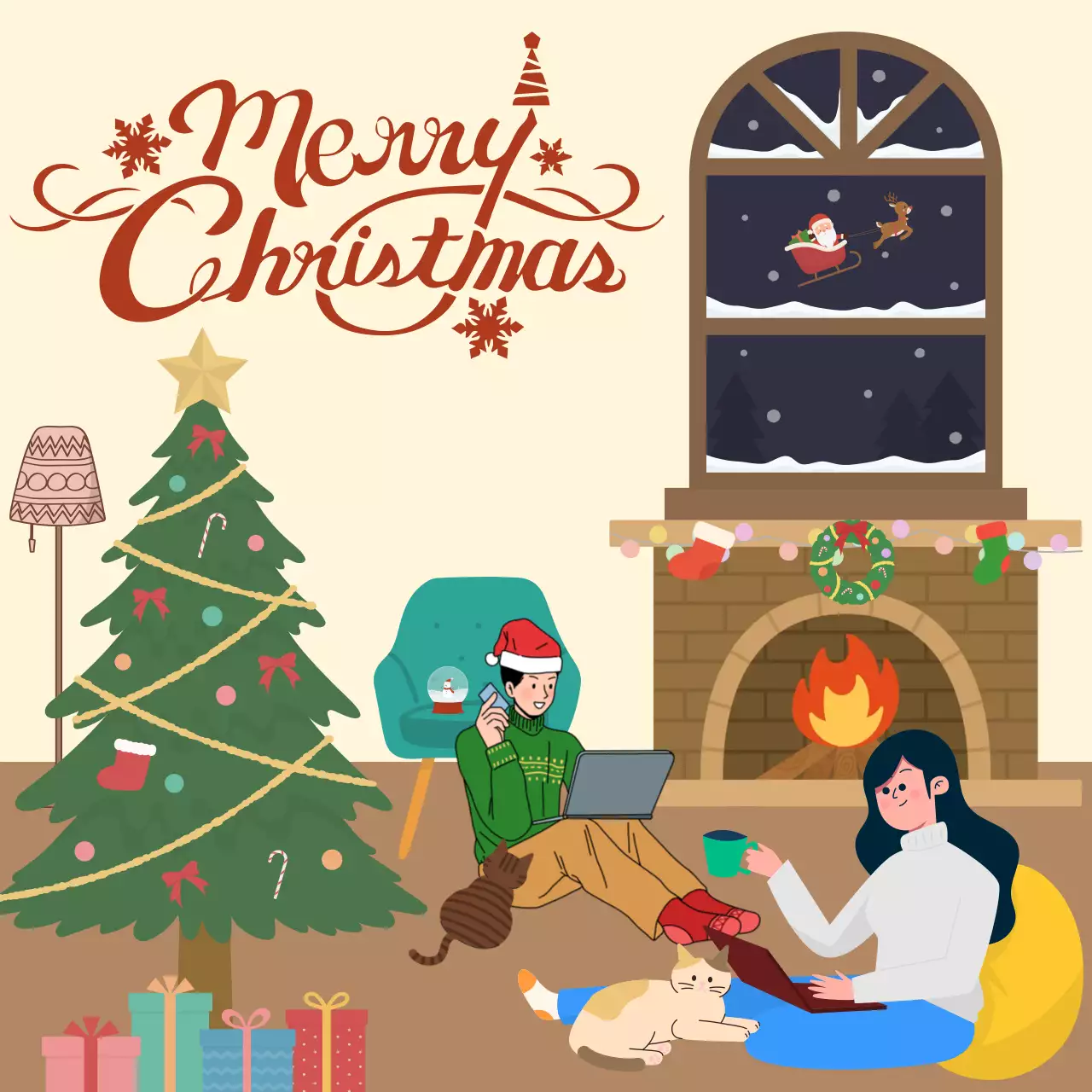 베이지 아기자기한 크리스마스 축제