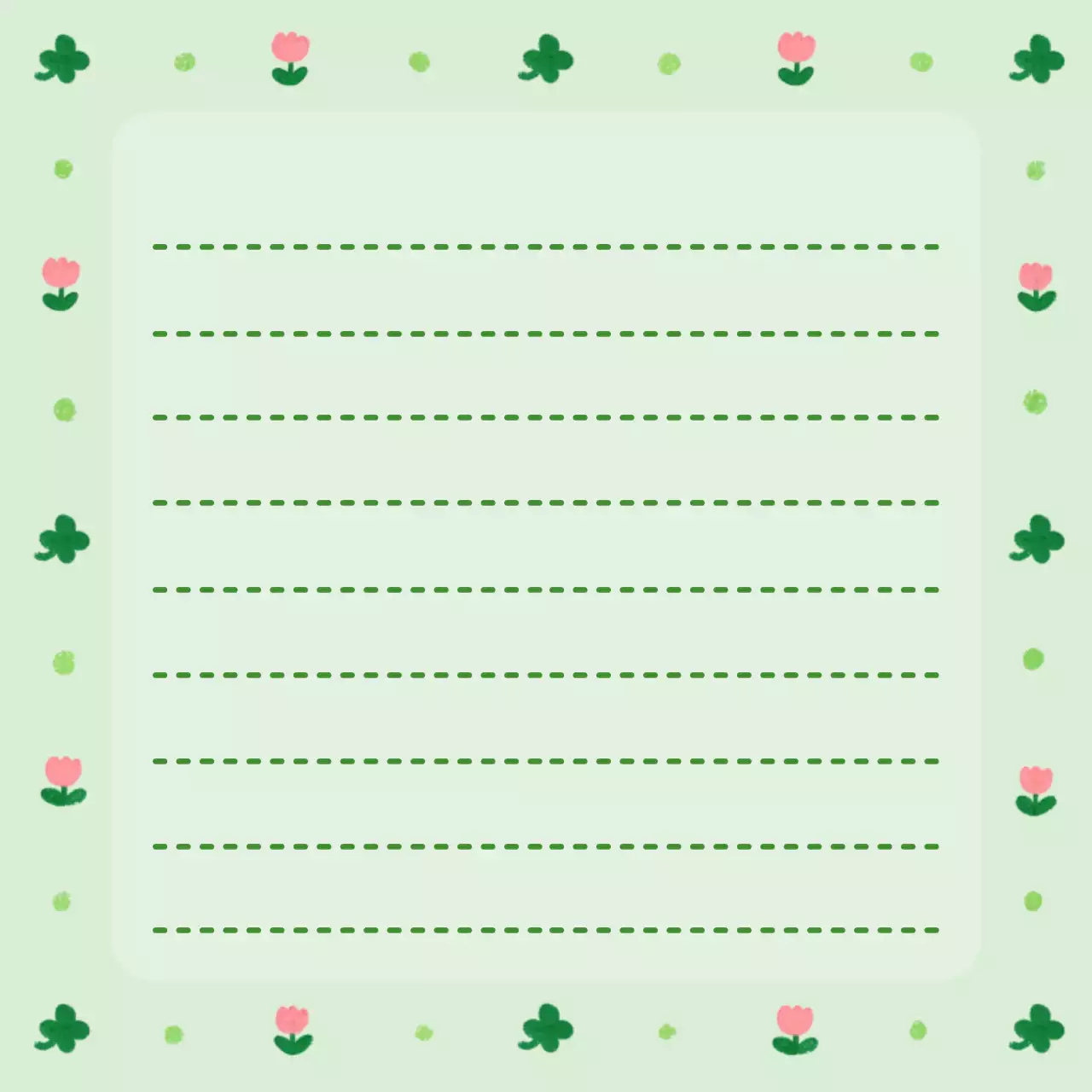 초록 심플한 네잎클로버 정사각형 노트