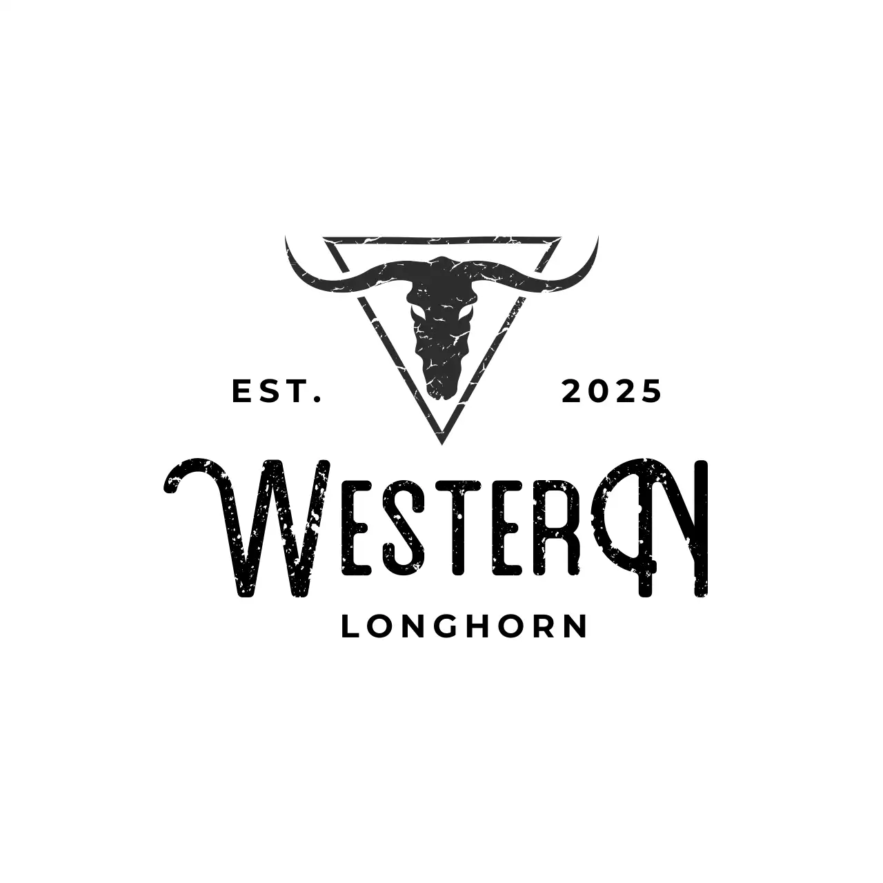 Black Vintage Longhorn Branding