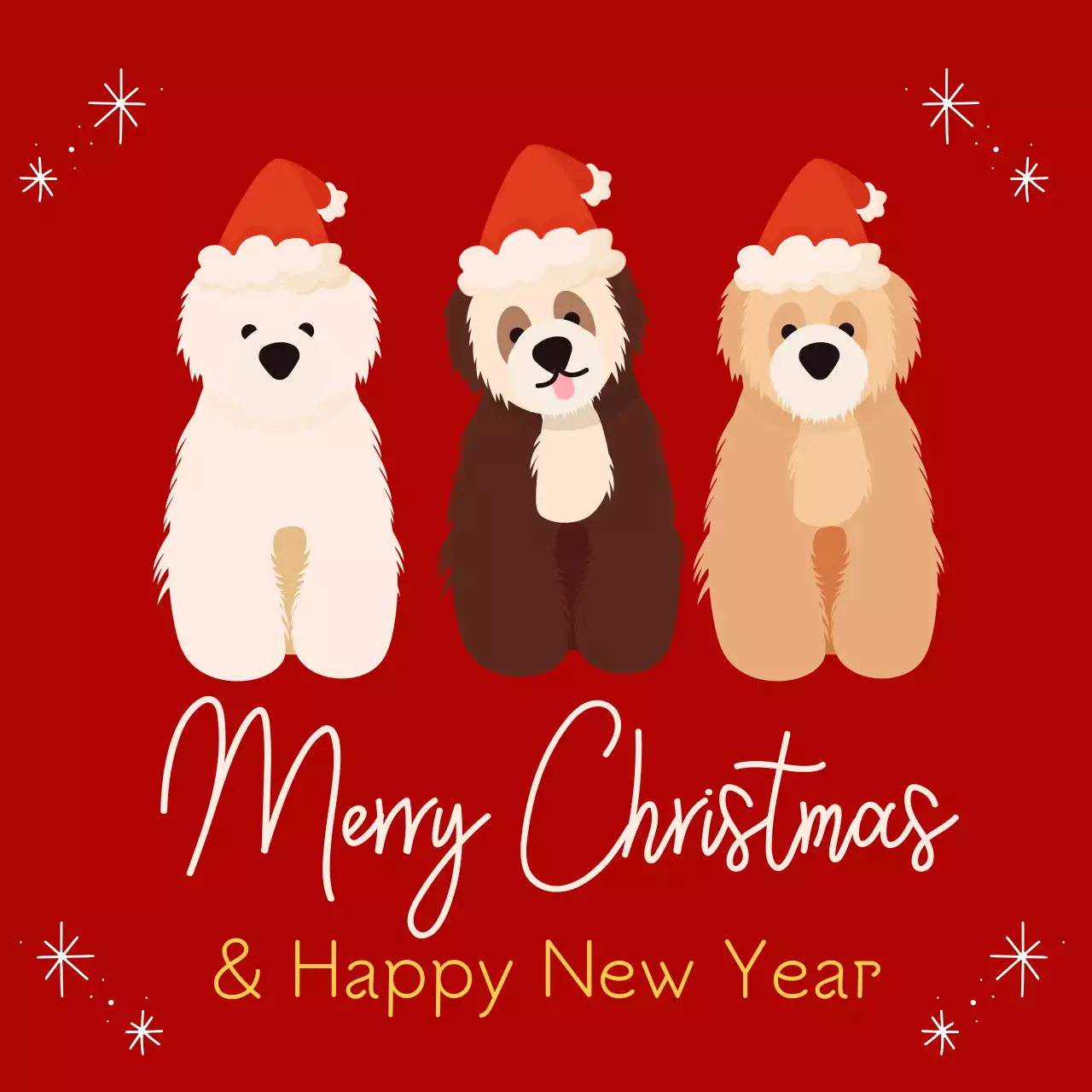 귀여운 강아지 강아지 반려동물 빨간색 크리스마스 카드 템플릿