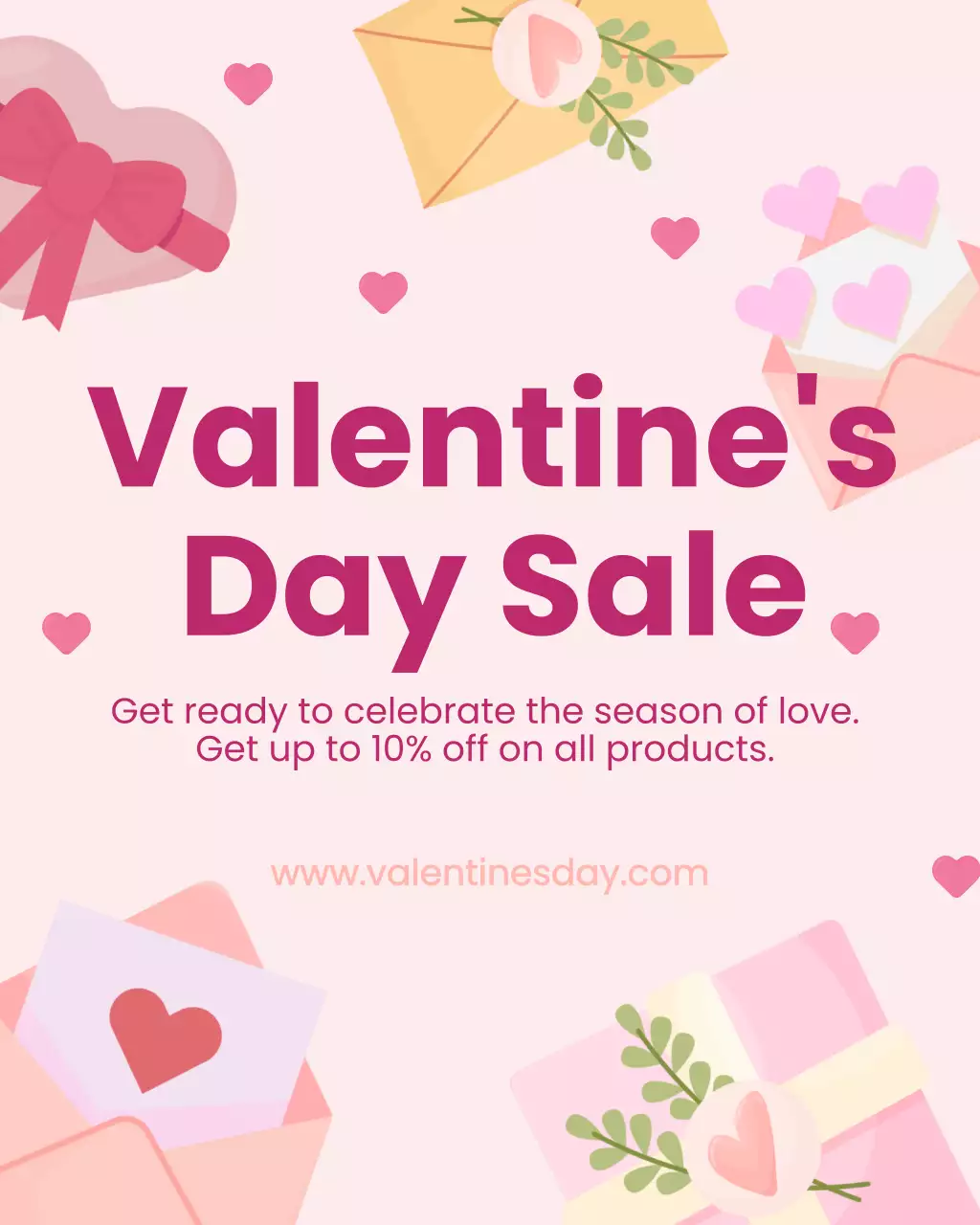 파스텔 핑크 귀여운 하트 벡터 발렌타인데이 템플릿