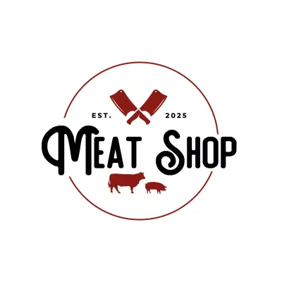 red rustic meat shop emblem