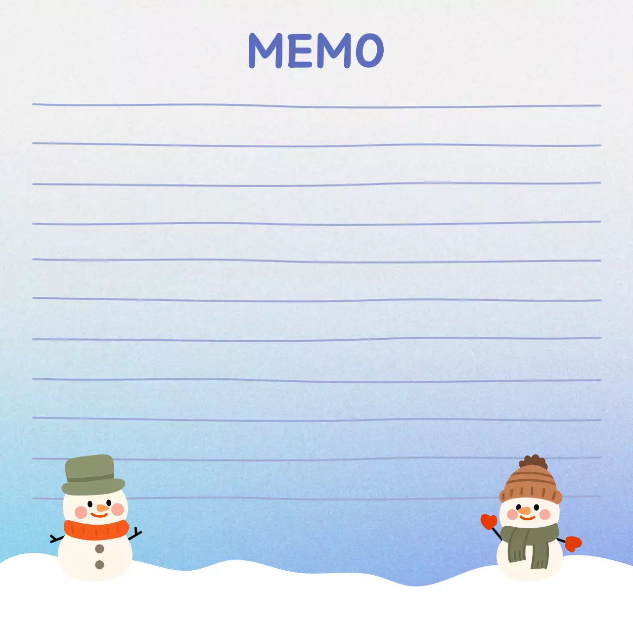 하늘색 아기자기한 겨울 노트지