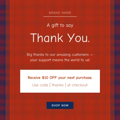 Red Tartan Traditional Holiday Gift Promotion for Social Media