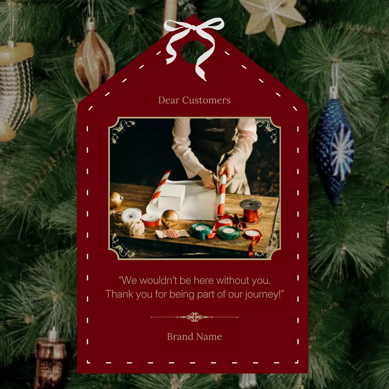 Red and Green Classic Minimalist Christmas Greeting Social Media Square