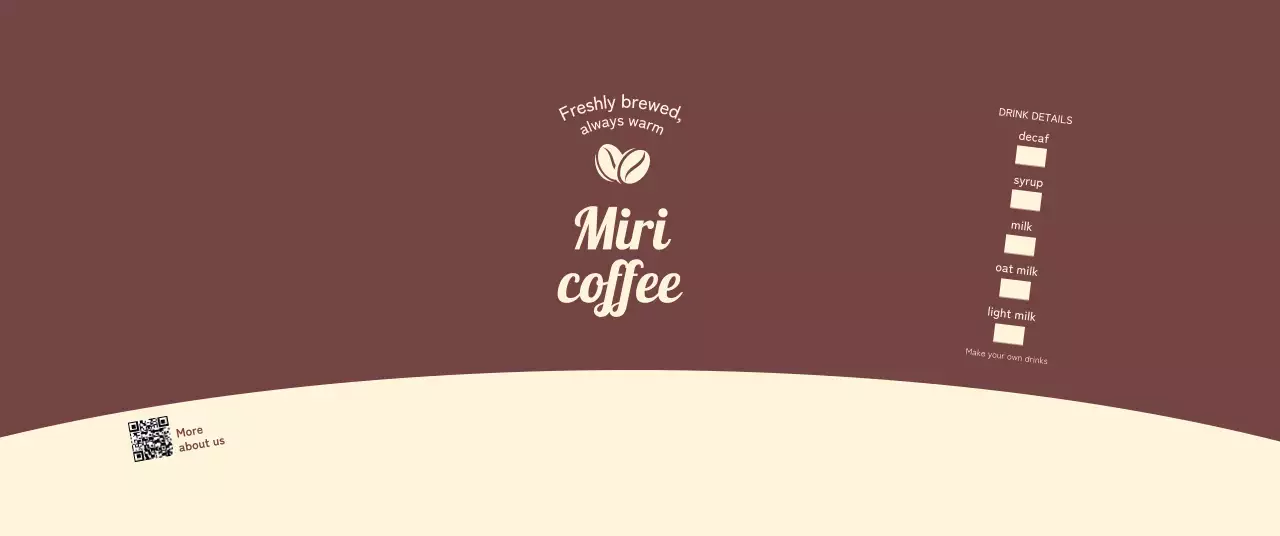 茶色 シンプル コーヒー ラベル キューアールとチェック