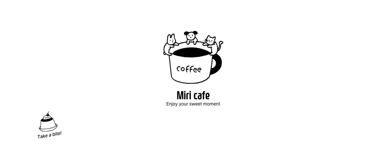 白黒 かわいい カフェ ロゴ イラストロゴ