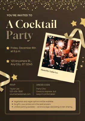 New Year Cocktail Party Invitation Web Poster