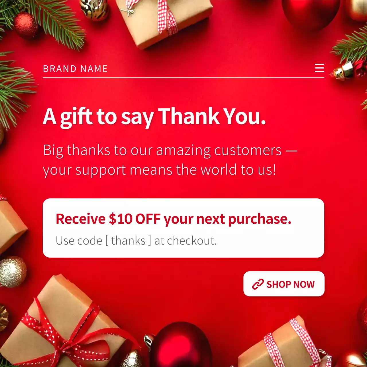 Modern Red Festive Gift promotion for Social Media