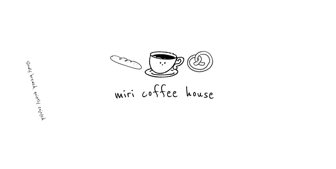 白黒 手書き カフェ ロゴ イラストロゴ