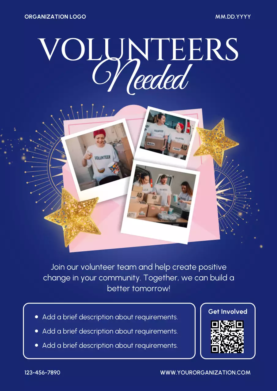 Red Modern Volunteer Announcement Poster