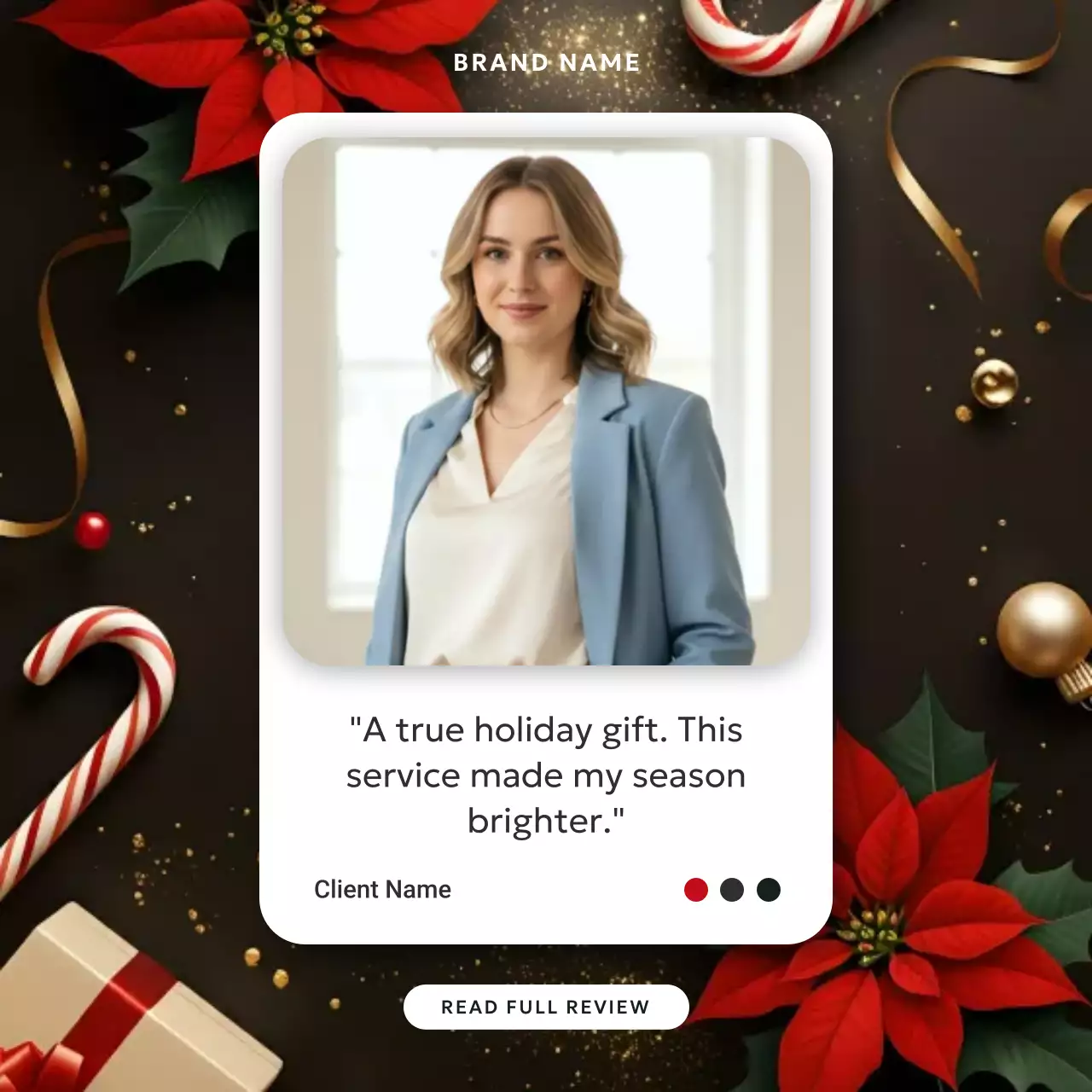 Red Modern Holiday Review Card Social Media Square