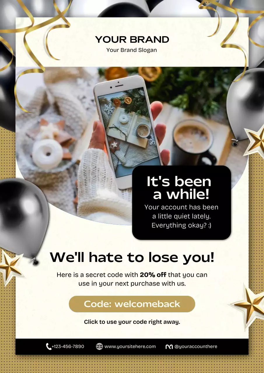 Gold Modern New Year Promotion Poster