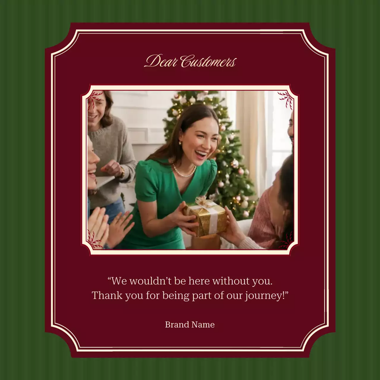 Red and Green Vintage Minimalist New Year Greeting Social Media Square