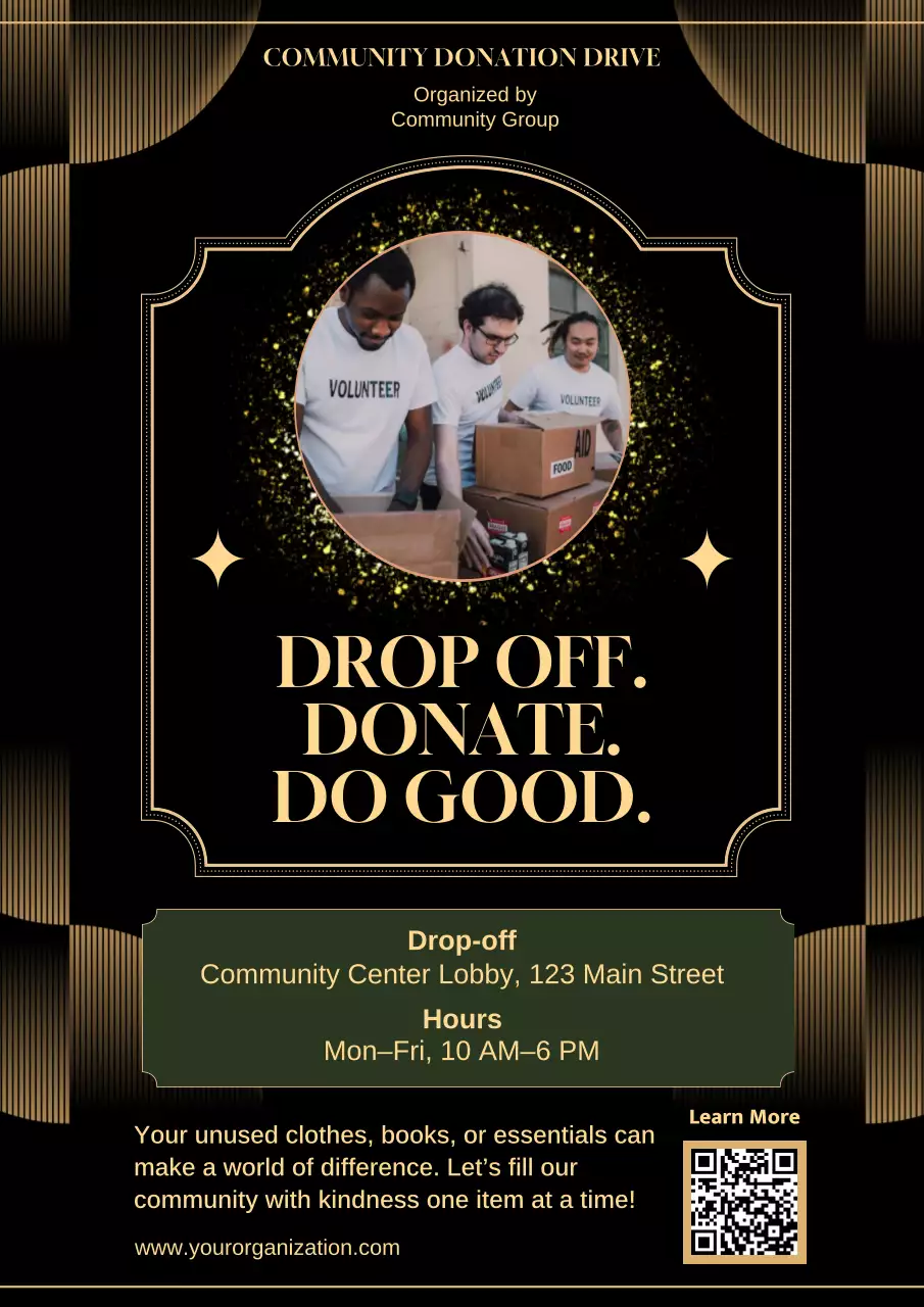 Black Elegant Donation Announcement Poster