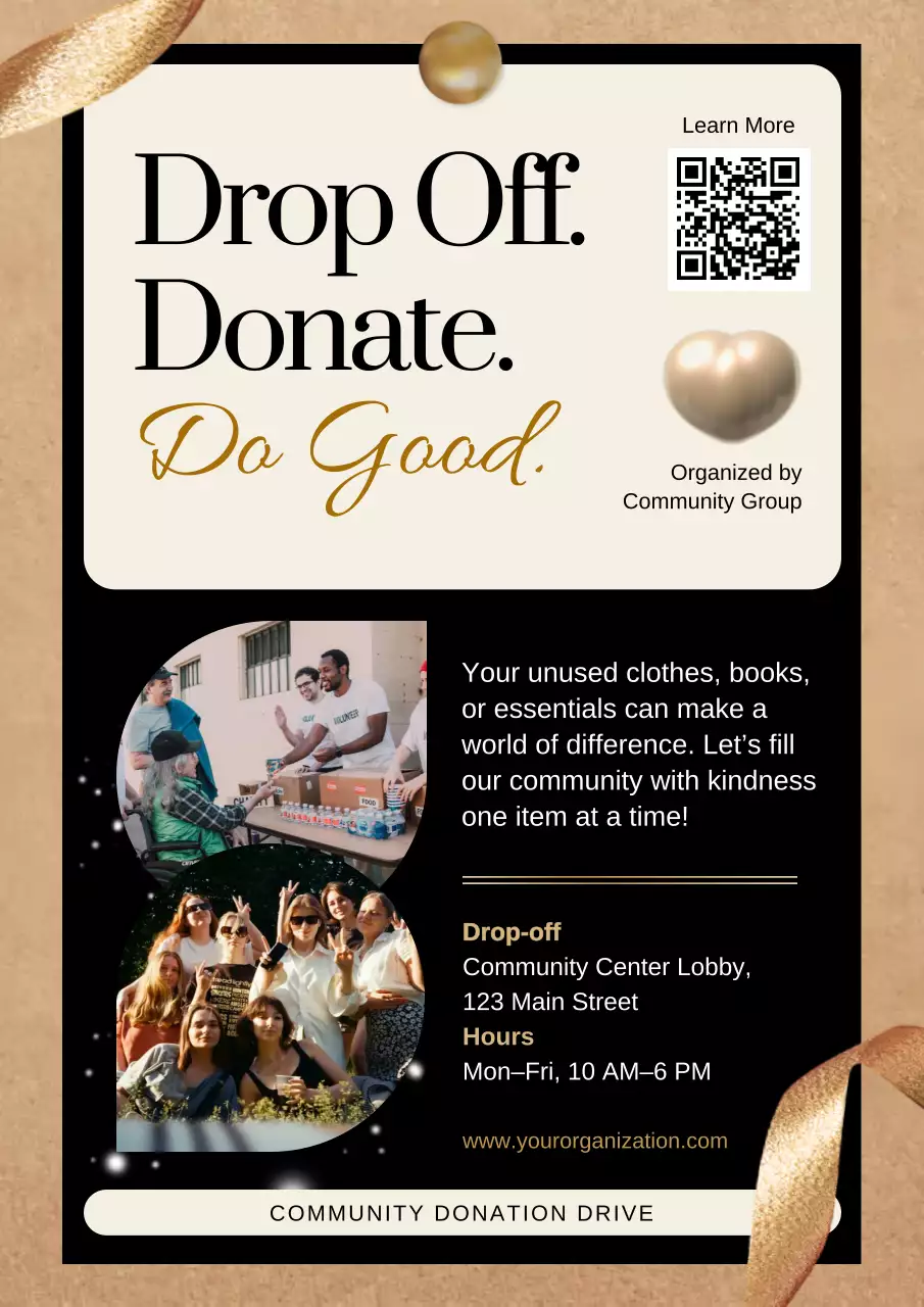 Beige Modern Donation Announcement Poster