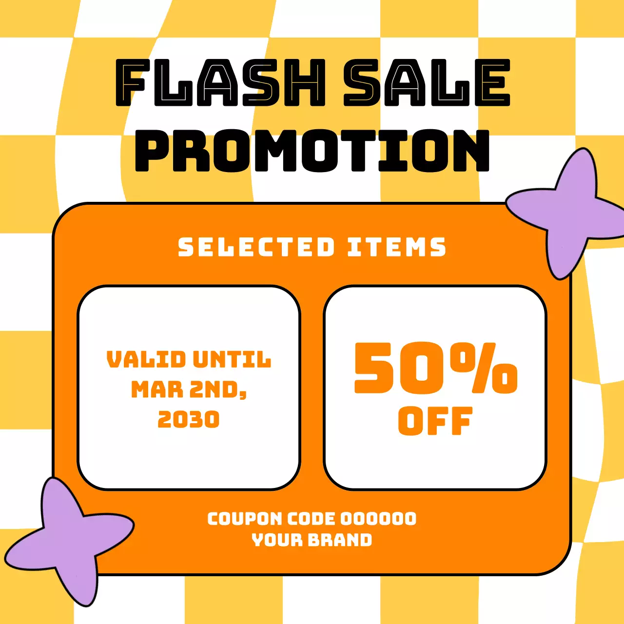 Orange Yellow Flat Bundle Coupon Promo for New Year Social Media