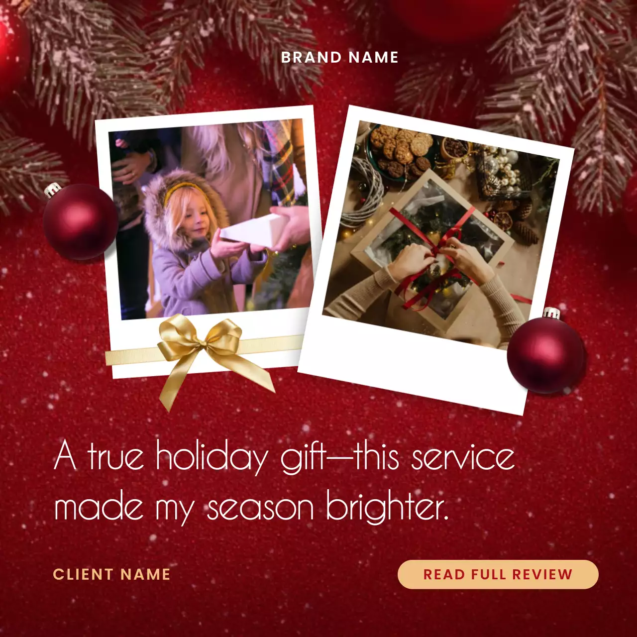 Red Festive Christmas Holiday Greeting Social Media Square