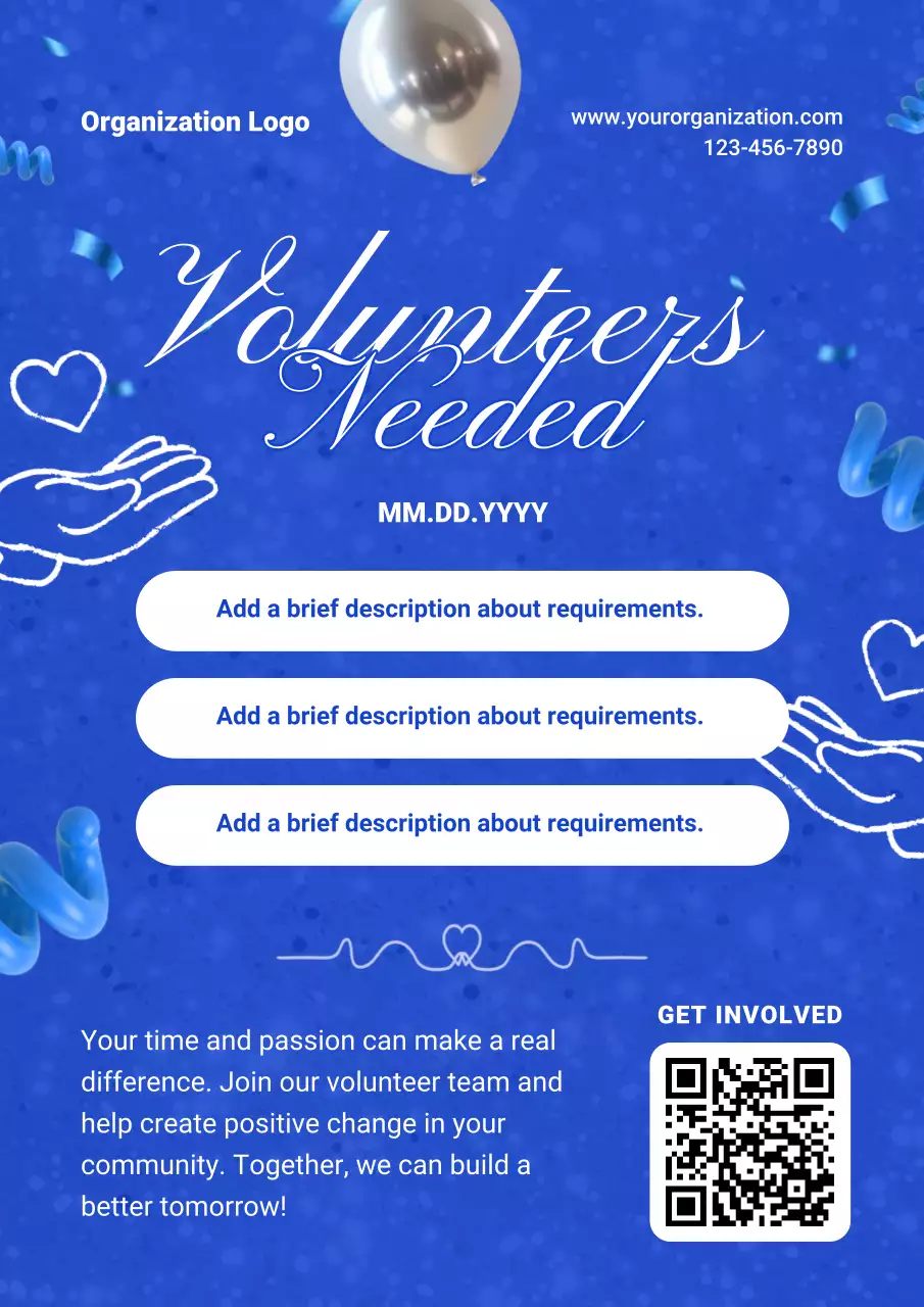 Blue Modern Volunteer Announcement poster