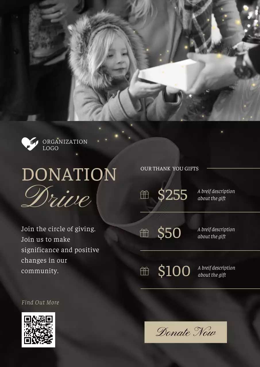 Black Elegant Donation Promotion Poster