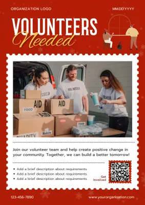 Red Modern Volunteer Announcement Poster