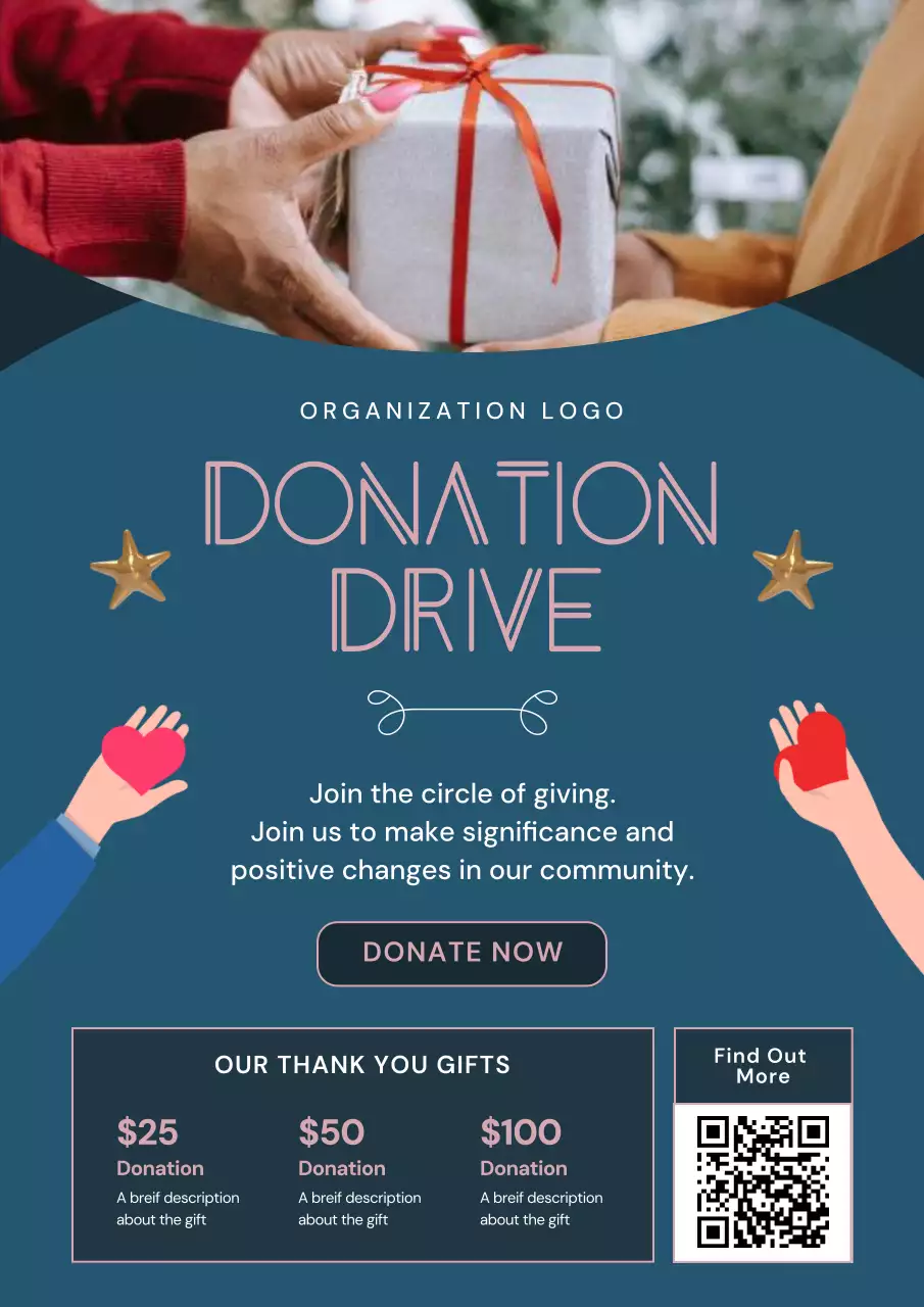 Navy Modern Donation Promotion Poster