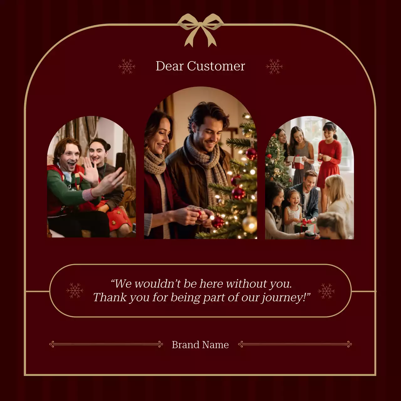 Red and Beige Elegant Minimalist Christmas Greeting Social Media Square