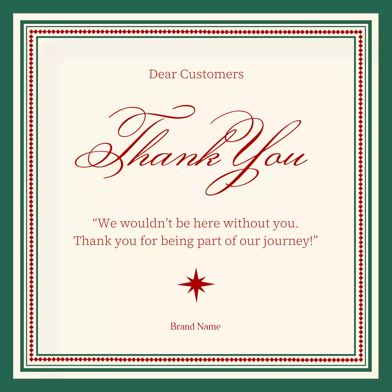 Beige and Red Classic Minimalist Christmas Greeting Social Media Square