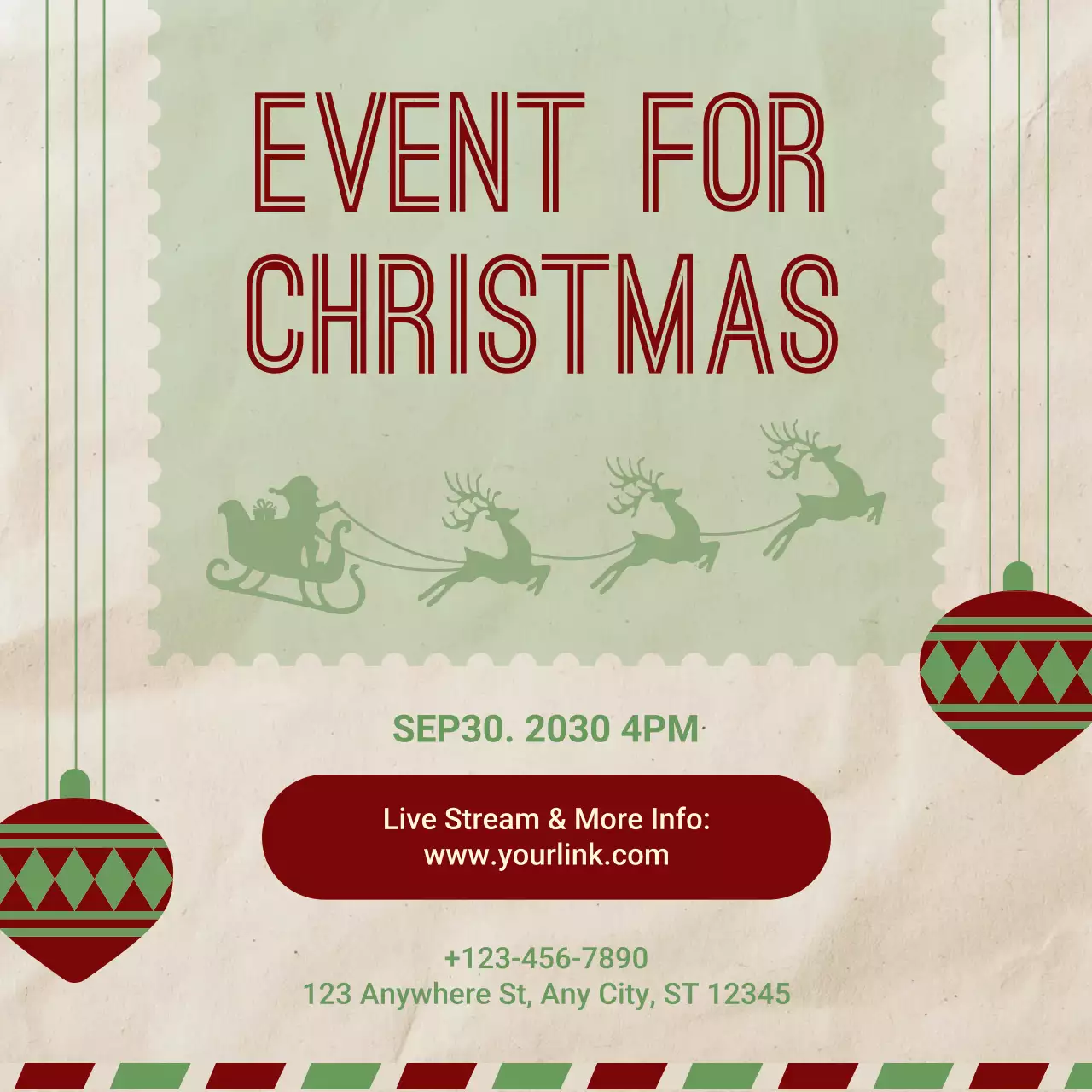 Beige Vintage Christmas Event Advertisement