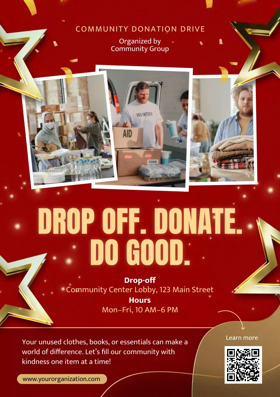 Red Modern Charity Announcement Poster