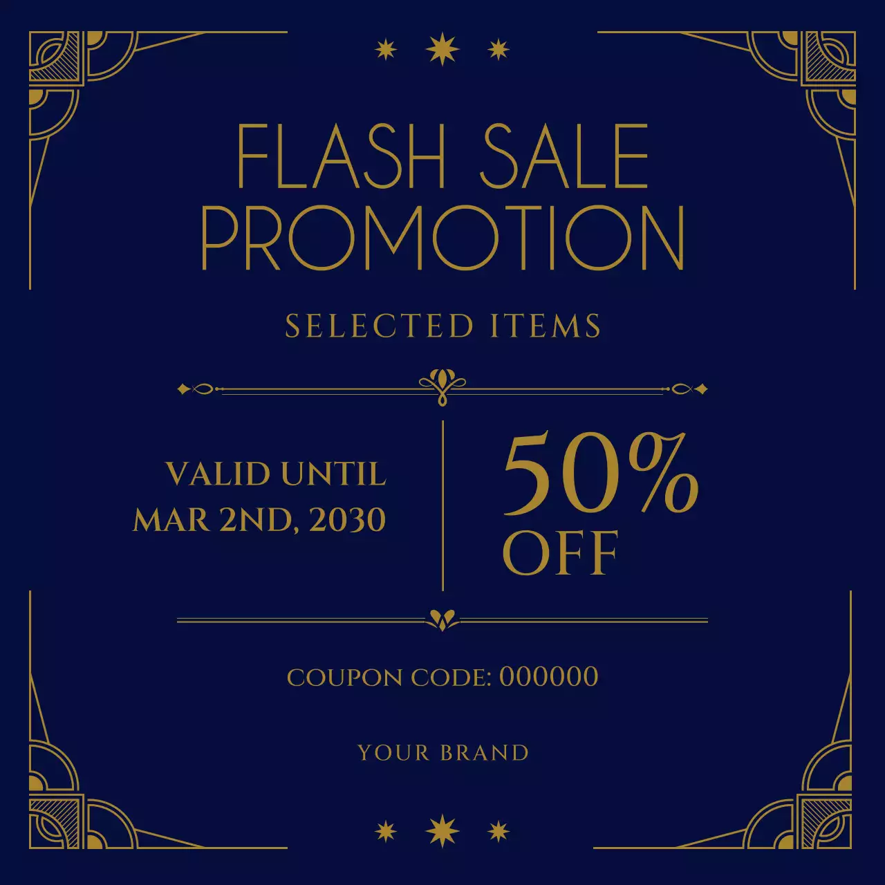 Blue Yellow Art Deco Bundle Coupon Promo for New Year Social Media