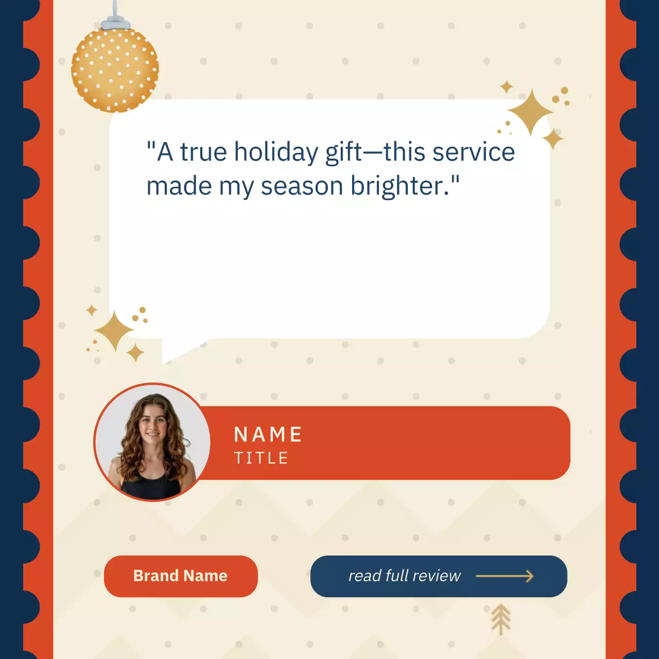 Orange Festive Holiday Review Card Instagram Post