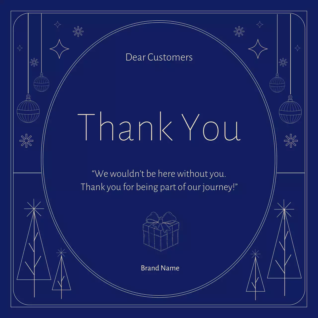 Blue and Beige Art Deco Minimalist  Christmas Greeting Social Media Square