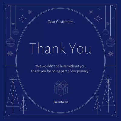 Blue and Beige Art Deco Minimalist Christmas Greeting Social Media Square