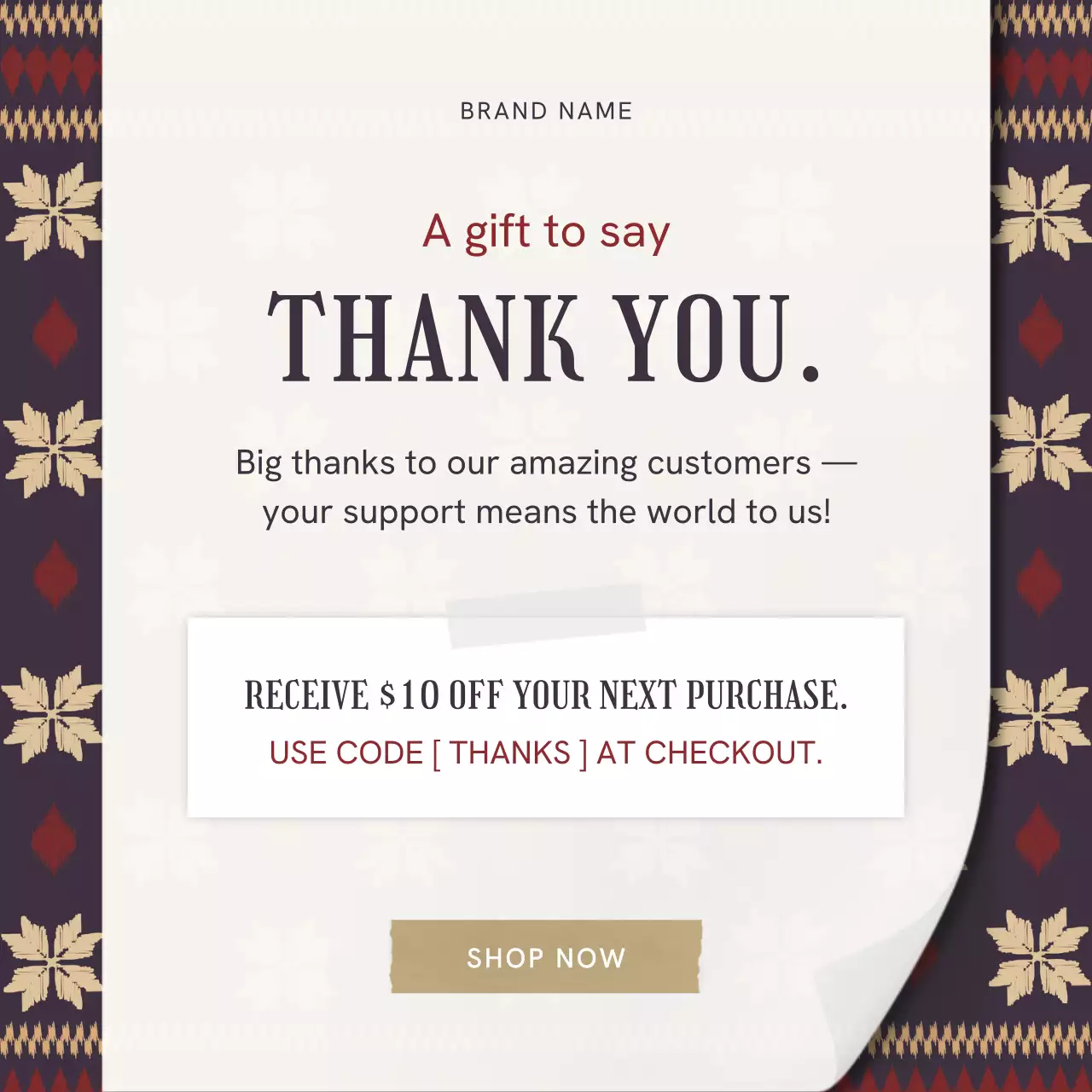 Traditional Pattern Holiday Gift Promotion for Social Media