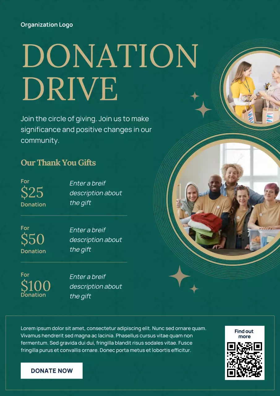 Teal Modern Charity Promotion Poster