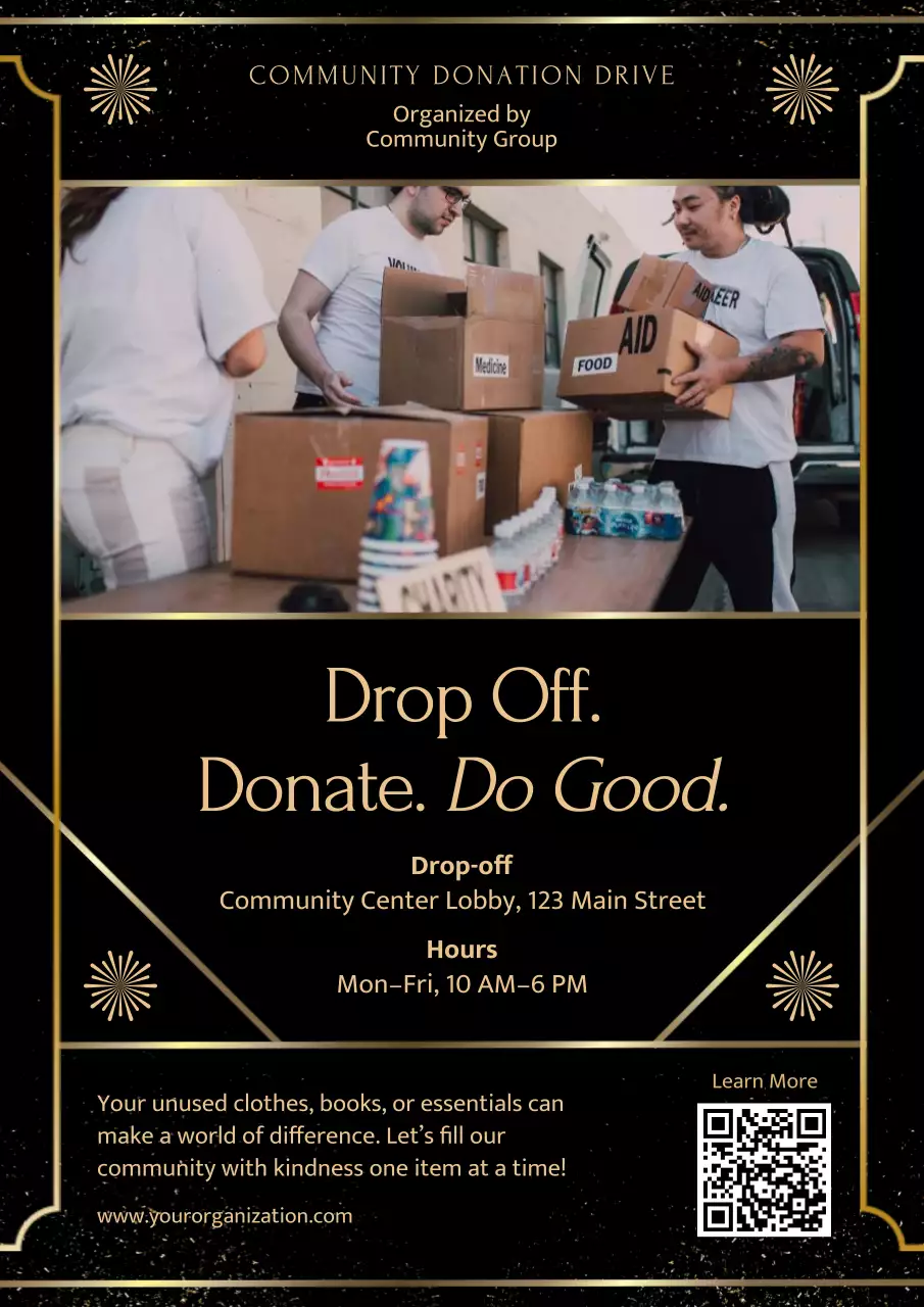 Black Elegant Charity Announcement Poster