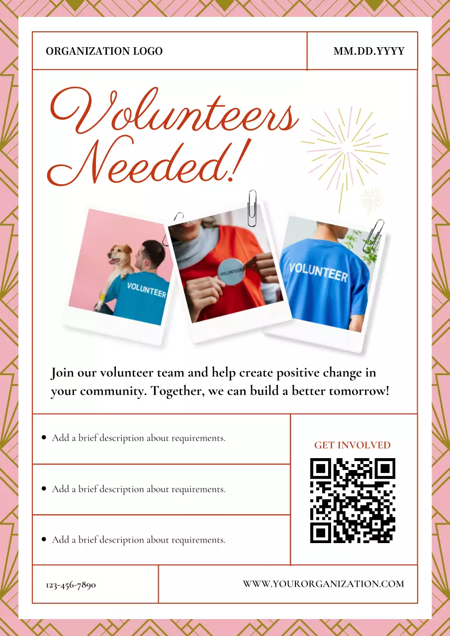 Red Modern Volunteer Recruitment Poster