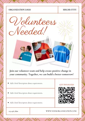 Red Modern Volunteer Recruitment Poster