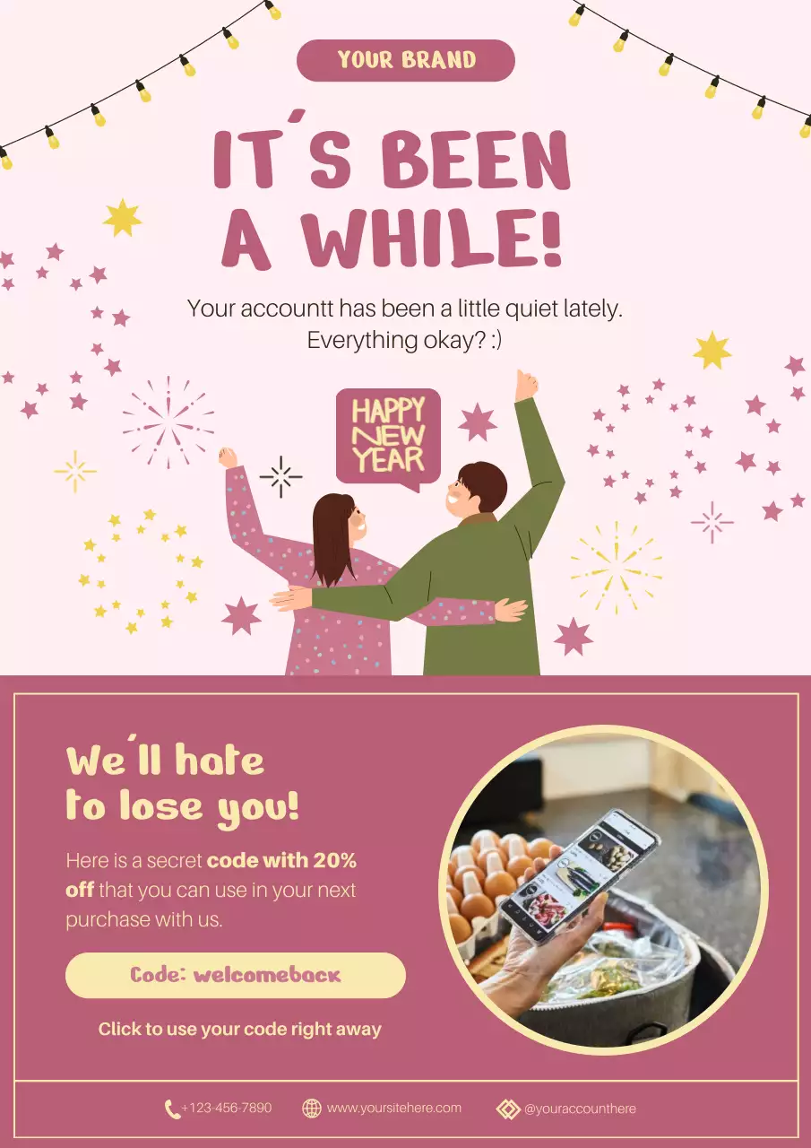 Pink and Yellow Modern New Year Promotion Poster