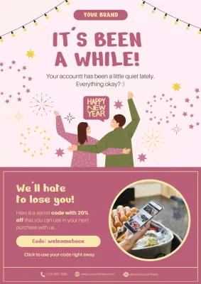 Pink and Yellow Modern New Year Promotion Poster