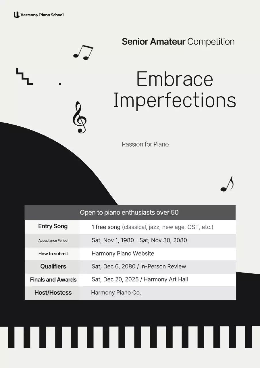 Thông tin sự kiện hòa nhạc đơn giản màu xám và đen