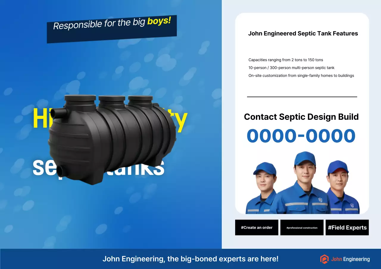 Anúncio de tanque séptico moderno azul