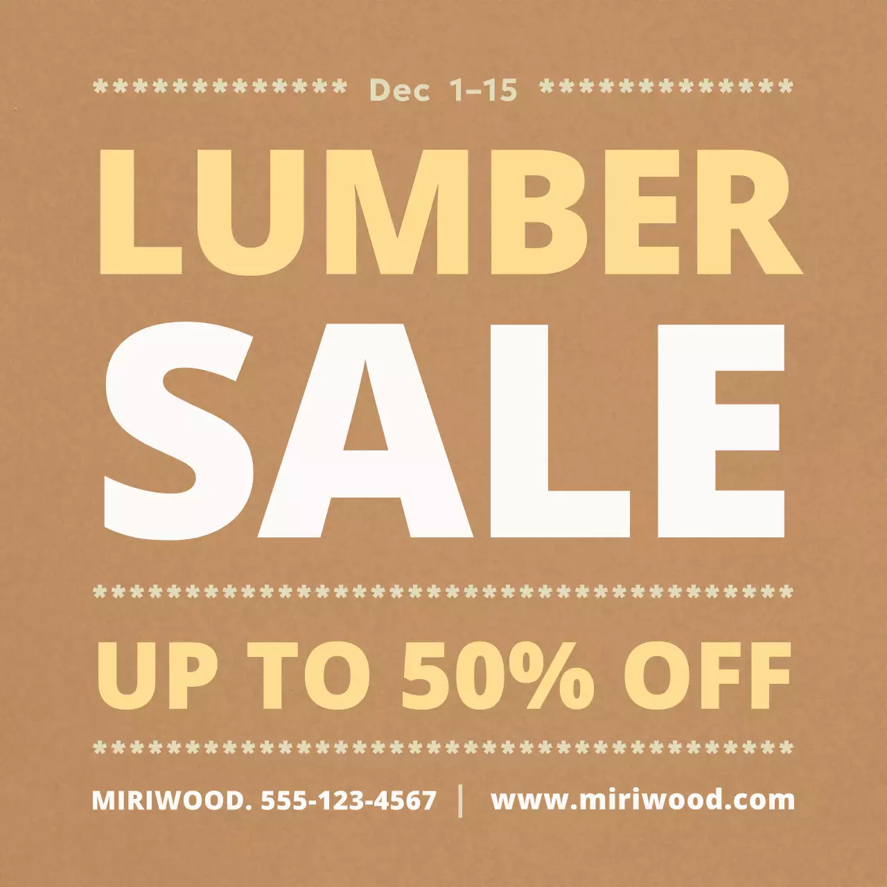 brown bold lumber sale promotion