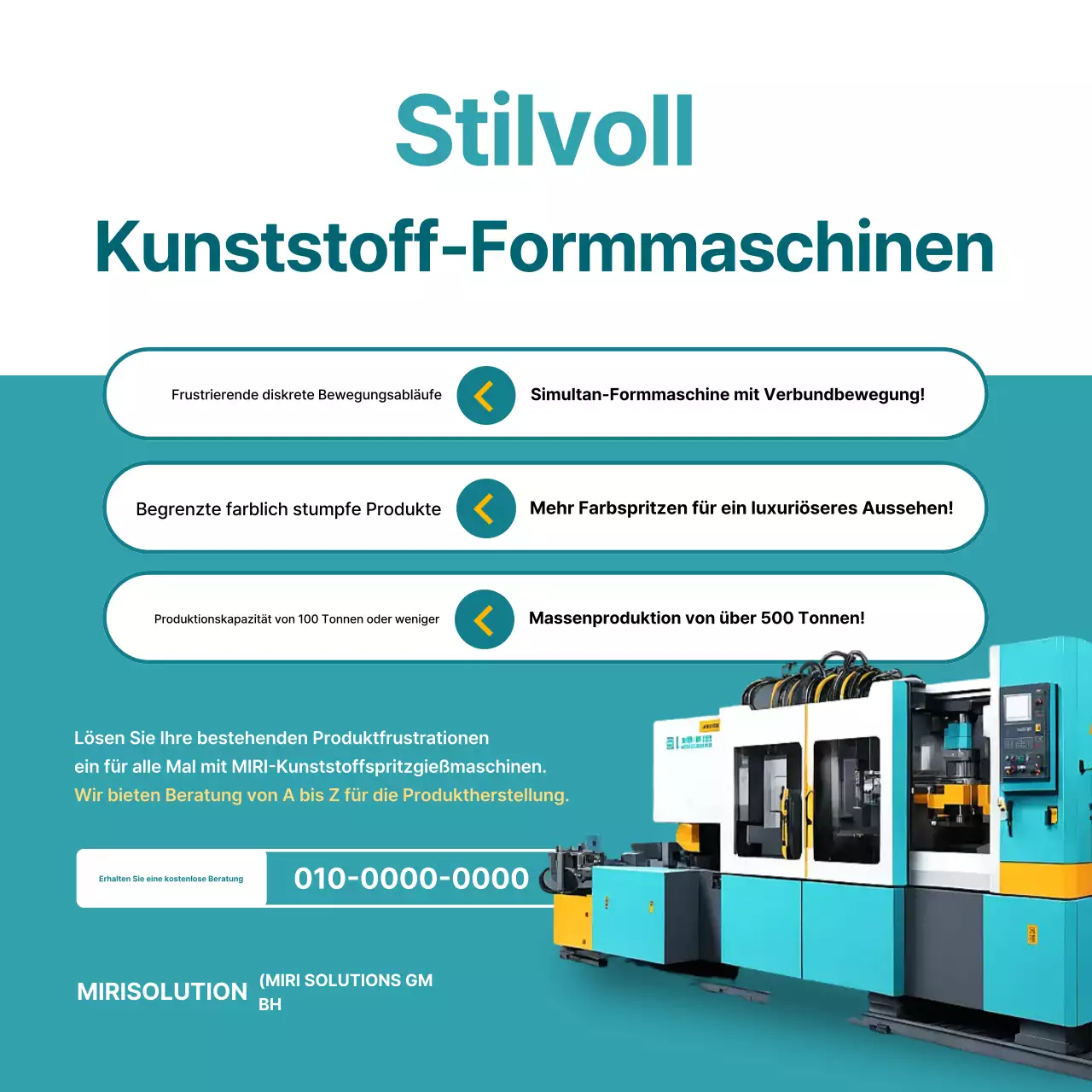 Werbung für moderne Kunststoffformmaschinen von Mint